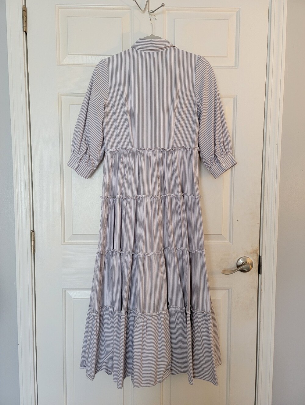 Dainty Jewells Tiered Maxi Shirt Dress With Embroidered Bodice - Picture 6 of 7